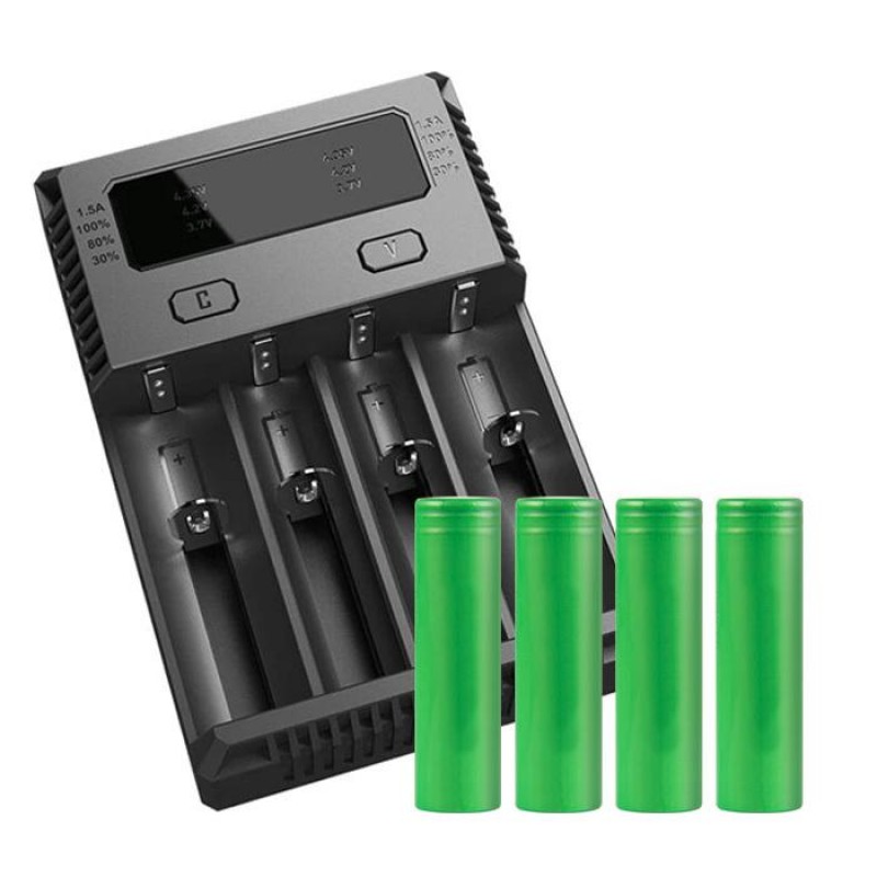 Nitecore Intellicharger i4 Charger and 4 18650 Battery Bundle