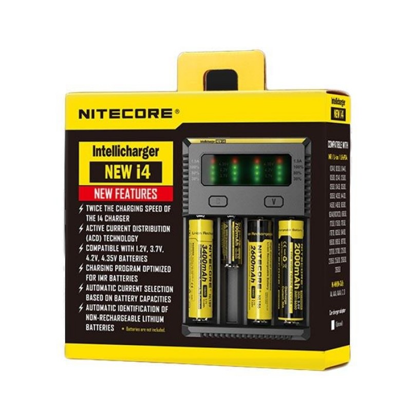 Nitecore Intellicharger i4 Charger and 4 18650 Battery Bundle