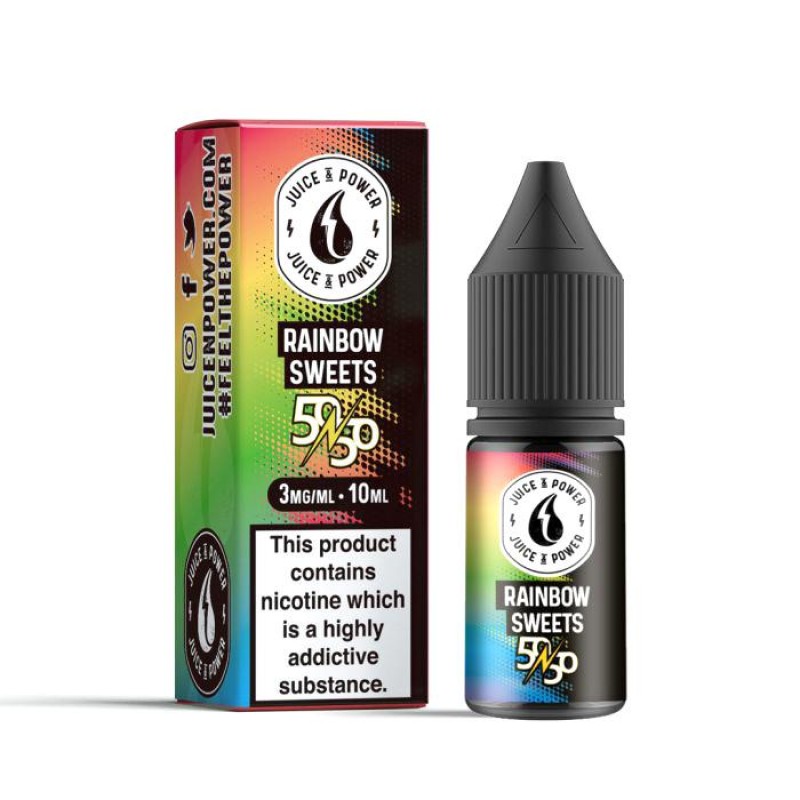 Juice N Power 50/50 Rainbow Sweets | 10ml E-Liquid...