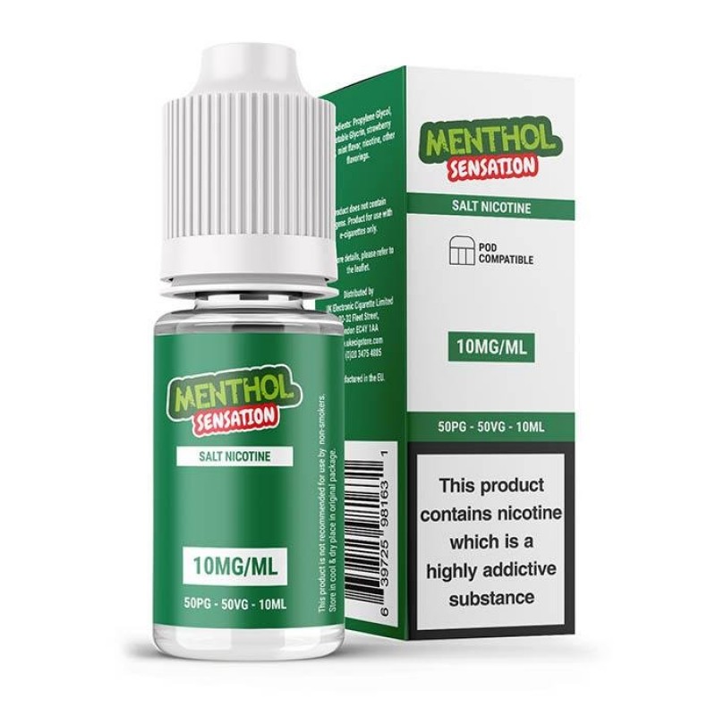 UK ECIG STORE Salt Nicotine Menthol Sensation 10ml E-Liquid